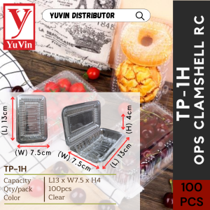 Ops Clamshell TP-1H TP-2H TP-3H / Clear Disposable Plastic Food Tray Box / Bekas Kuih TOLI