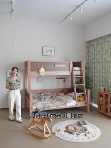 （Free installation）All solid wood bed bunk bed mother bed small-sized double decker bed 1.2m 1.5m simple multifunctional high and low bed