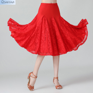 225Lace Modern Dance Skirt For Women Ballroom Dance Skirts Latin Tango Dancing Skirt National Standard Waltz Flamenco Costumes