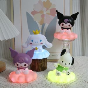 Kawaii Sanrio Night Light Anime Cartoon Hello Kitty Kuromi Cinnamoroll Melody LED Light-emitting Ornaments Bedroom Sleep Lamp