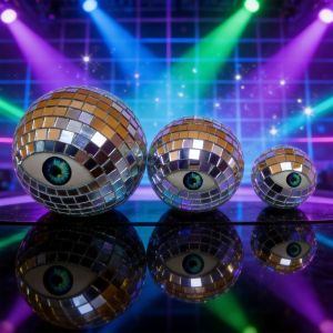 TUS Glowing Ghost Eyes Disco Ball Reflective Ornament Glass Mirror Mosaic Mirror Disco Ball Reflective Ball Mosaic Design Eyeball Decoration Halloween Party