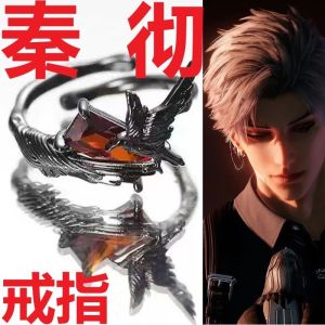 2025 Game Love And Deepspace Sylus Original Design Hiphop Cool Hot Girl Style Red Crystal Black Bird Rings For Women Party Gift Modern Jewelry Accessories