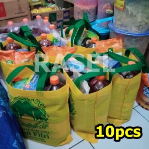 Tas Idul Fitri 1pack (isi 10 pcs) Tas idul fitri / tas lebaran spesial puasa ramadhan idulfitri spunbond furing laken uk 35x33x8 cm