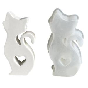 Silicone Mold for Crafting Hollowed Heart Cats Shape Sculpture Casting Resins Mold for Soap Aromas Beads Crafting