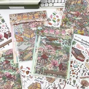 3D Miniature Scene Stickers - vintage-inspired style 3D layered look - layered decorative stickers - for journaling scrapbooking and DIY collage - creative DIY supply - easy to organise and