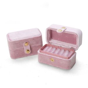 YOCKY Retro Velvet Ring Box Ear Studs Case Jewlery Organizer Mini Ring Storage Box Multipurpose Exquisite Ring Earring Holder Travel