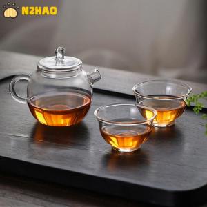 【N2HAO】 150ml 5oz Mini Clear Glass Teapot High Borosilicate For Hot Beverages Teapot For One Person Use Kung Fu Tea For Home Office Cafe