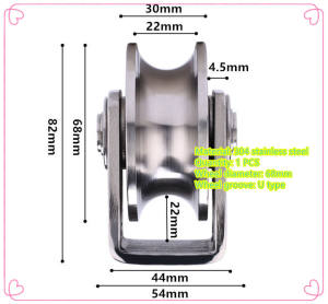 BABEDUO 304 Stainless Steel Sliding Door Pulley Door Track Pulley Double Wheel V Groove Wheel U-Shaped H Wheel Sliding Door Bearing Wheel