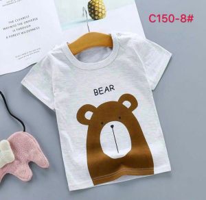 1-5yo baby kids boys girls fashion clothes white Tshirt pure cotton tops short sleeves cartoon C150
