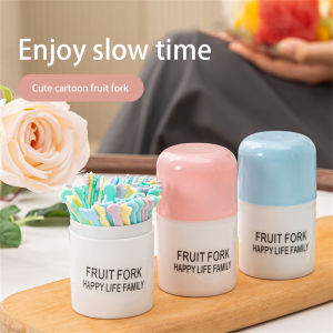 Oneapplepie 【Ready Stock/COD】50PCS Disposable Plastic Fruit Fork Two-tooth Dessert Fork Household Eating Fruit Cake Snack Small Fork Party Cutlery