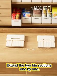 🇸🇬 Ready Stock Expandable Storage Bin Storage Box Basket Adjustable Stackable Kitchen Cabinet Drawer Fridge Organiser