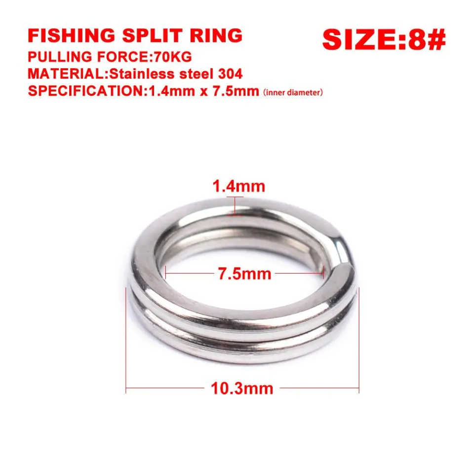 PROBEROS 100pcs Fishing Split Rings for Crank Hard Bait Silver Stainless  Steel 0#-12# Double Loop Split Open Carp Tool Fishing Gear Accessories