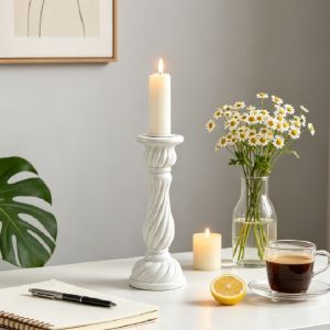 PHANT European Style Pillar Candlestick Non-slip Vintage Table Candle Holder Ornament Bronze Adornment Candle Stand Wedding
