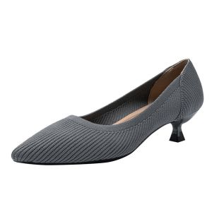 Ladies Pointed Toe Stiletto Shoes Japanese Korean Version Princess Shoes Solid Color Flying Woven Pointed Toe Mid-Heel Shoes Womens High Heels Summer New Style Elegant Casual Anti-Slip Large Size Shoes [