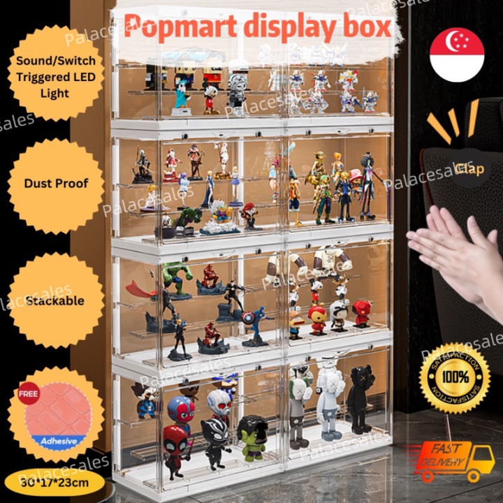 LED Light Popmart Display Box Acrylic Display Case Blind Box Figurine