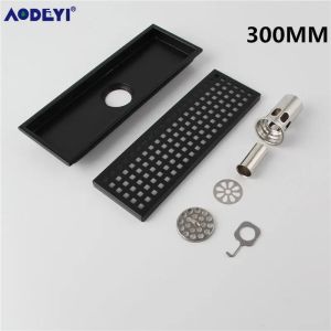AODEYI Black SUS 304 Stainless Steel Shower Drain Bathroom Floor Drain Tile Insert Square Anti-odor Floor Waste Grates 110-300MM2026