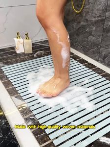 PVC Bath Mat with Drainage Holes - Waterproof Washable Shower Rug for Bathtub & Bathroom Durable Floor MatFast shipping