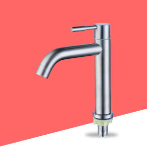 ZOOKV SUS 304 Stainless Steel Kitchen Bathroom Basin Water Tap Toilet Faucet Tap Tall High Basin Pillar Tap with anti-broken hose