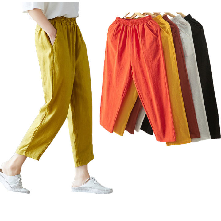 UNYUG ® Cotton Blend Women Trousers Casual Summer Wear