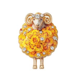 GENENIC Rhinestone Sheep Brooch Pin Lovely Flower Colorful Lamb Badge Year Of The Sheep Sheep Design Animal Brooch Women