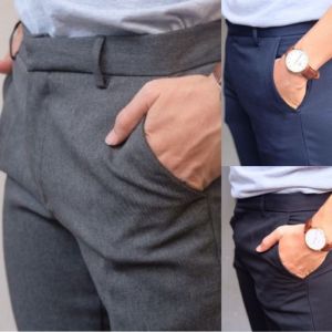 Celana Formal Kantor Kerja Bahan Pria Slimfit Kantoran Panjang Hitam