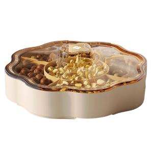5 Compartments Plastic Candy Dispenser Elegant Nut Storage Box with Cover Dry Holder Appetizer Serving Tray