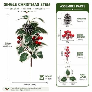 MIRELAE Đồ trang trí hoa nhân tạo Cây thông Noel Nhà làm đồ thủ công Quả dâu đỏ Giáng sinh Đồ trang trí Giáng sinh Quà tặng Hoa giả Hộp quà trang trí Giáng sinh Giáng sinh