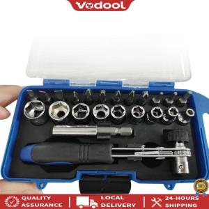[Vodool Official Tool] Reliable 23-Piece Hand Tool Set with Ratchet Wrench and Sockets for Automotive and Household Repairs Includes Various Sizes