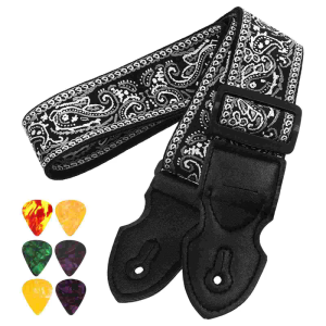 Dây Đeo Guitar có thể điều chỉnh Với 6 Picks Dây Đeo Vai Da End Guitar Dây Đeo Cho Bass Điện & Acoustic Guitar