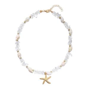 Trendy Oceanic Necklace Adjustable Allergy Resistant Chain Crushed Stone Accent Ideal Beach Accessory For Women