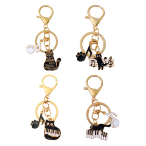 Music Note Keychain Cats Piano Music Cats Keyring Backpack Handbag Charm Car Key Chain Lovely Bag Charm Decorations