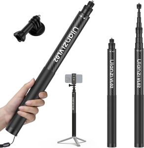 2.7m 8.86ft Carbon Fiber Extended Edition Invisible Selfie Stick for Insta360 X5/X4/X3/GO 3S/ONE X2/DJI Osmo 360 ULANZI VL02 Extension Pole Waterproof Handle Grip for GoPro Phone and More