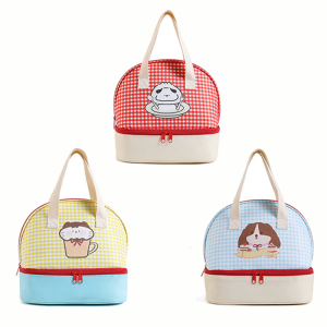 Cartoon Cats Lunch Bag with 2 Main Compartments Thermal Coolers Bag Lunch Case Insulated Bag Coolers Bag Lunch Box