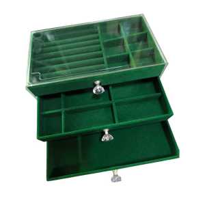 Hicus 45 Square slots Exquisite transparent jewelry velvet drawer ring earrings grid princess necklace jewelry shelf