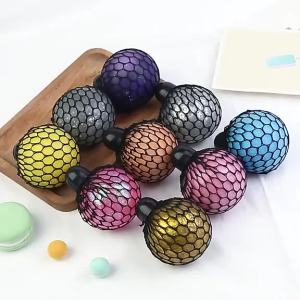 [OKLIFE. SG]Grape Stress Ball Hand-Squeezed Bead Ball Rainbow Squeeze Soft Gel Toy