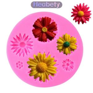 Heabety 3D hướng dương cánh hoa dập nổi Silicone khuôn cứu trợ fondant bánh trang trí công cụ