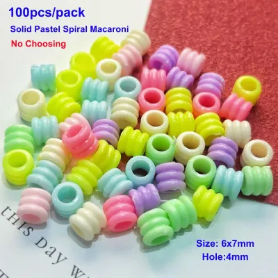 DIY Blingz 100pcs Spiral Macaroni Big Hole Bead Spacer Acrylic Beads Round Tube Wheel Donut Assorted for Paracord Loops Keychain Mix Color Bead for DIY Handmade String Beaded Necklace Bracelet Earrings Jewelry Accessories Mix Charm Making Beading Material