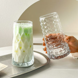Baete 520ml Diamond Glasses Cup Juice/Milkshake/Soda Water Glass for Restaurant Bar Milk Tea Use Creative Style