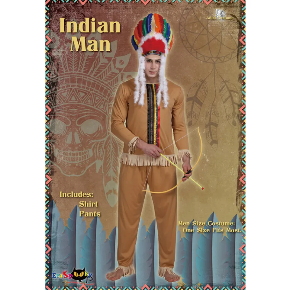 Men's Native American Cosplay Costume Indian Primitive Hunters Halloween  Outfits