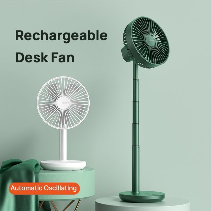 JISULIFE Rechargeable Fan Table USB Stand Portable Oscillating ...