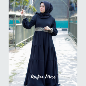 Medina Dress Gamis Daily Renda Syari wanita Muslim Busui Friendly Cringkel Air Flow
