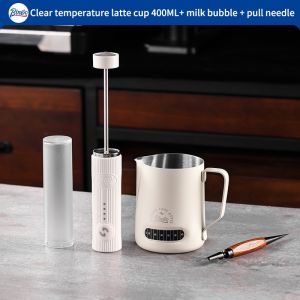 BINCOO Milk Frother with Coffee Latte Cup Handheld Coffee Creamer with Cylinder Set Coffee Espresso Utensils Set