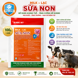 SỮA NON MILK-LAC gói 100g Bổ sung kháng thể vitamin acid amin cho heo con dê con bê nghé và gia súc non.