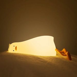 Lampu Tidur LED Model Bebek Squeeze LED Isi Ulang Lampu Bebek Silikon Sentuhan Kepala Lembut Lampu Malam Kamar Tidur Yang Dapat