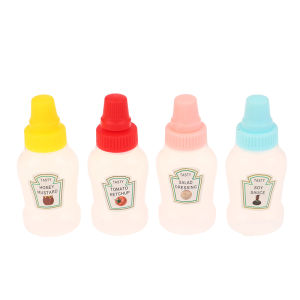 Fantic 4Pcs set Mini Sauce Bottle Ketchup Honey Salad Containers Bottles Portable Sauce Jars Storage Lunch Box Dressing Dispensers