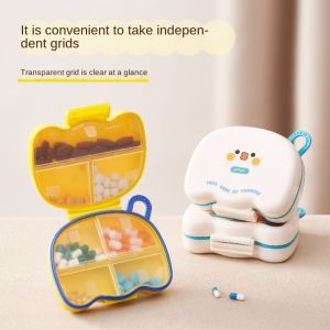 SKYJS Weekly Cartoon Pill Storage Box 7 Grids Dispensing Pill Organizer Box Pocket Sealed Medicine Box Travel