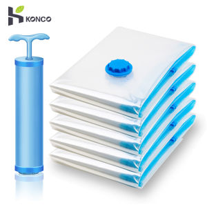 Konco túi chân không cho túi đựng quần áo với van trong suốt biên giới có thể gập lại dụng cụ nén khí tiết kiệm không gian con dấu gói 1 mảnh