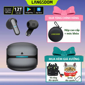 Tai Nghe Bluetooth Gaming Langsdom Theta Bass mạnh hổ trợ APP độ trễ game cực thấp 50ms Pin 21h