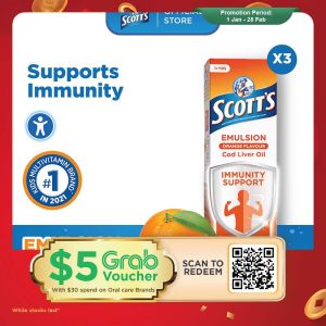 [3 Pack] SCOTTS Emulsion Cod Liver Oil with Vitamin A D & Calcium for Children Support Immunity Orange 400ml