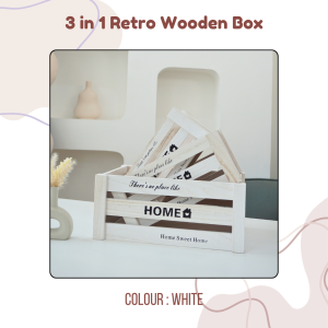 3 in 1 Retro Wooden box storage / kotak kayu / kotak penyimpanan